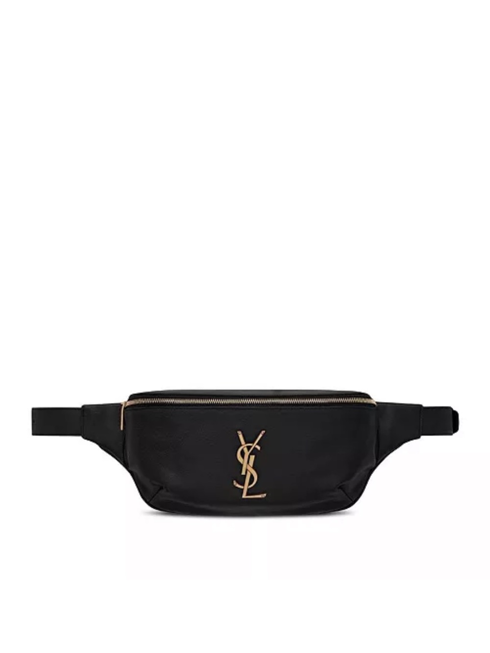 Saint Laurent Black Leather Belt Bag with Gold YSL